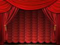 red curtains